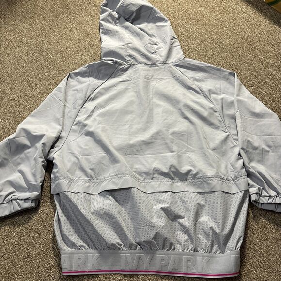 Ivy Park Perforated Panel Hooded Jacket Grey Size Medium (scuff bottom sleeve) - Picture 11 of 11